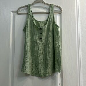 New Green Textured Tank Top
